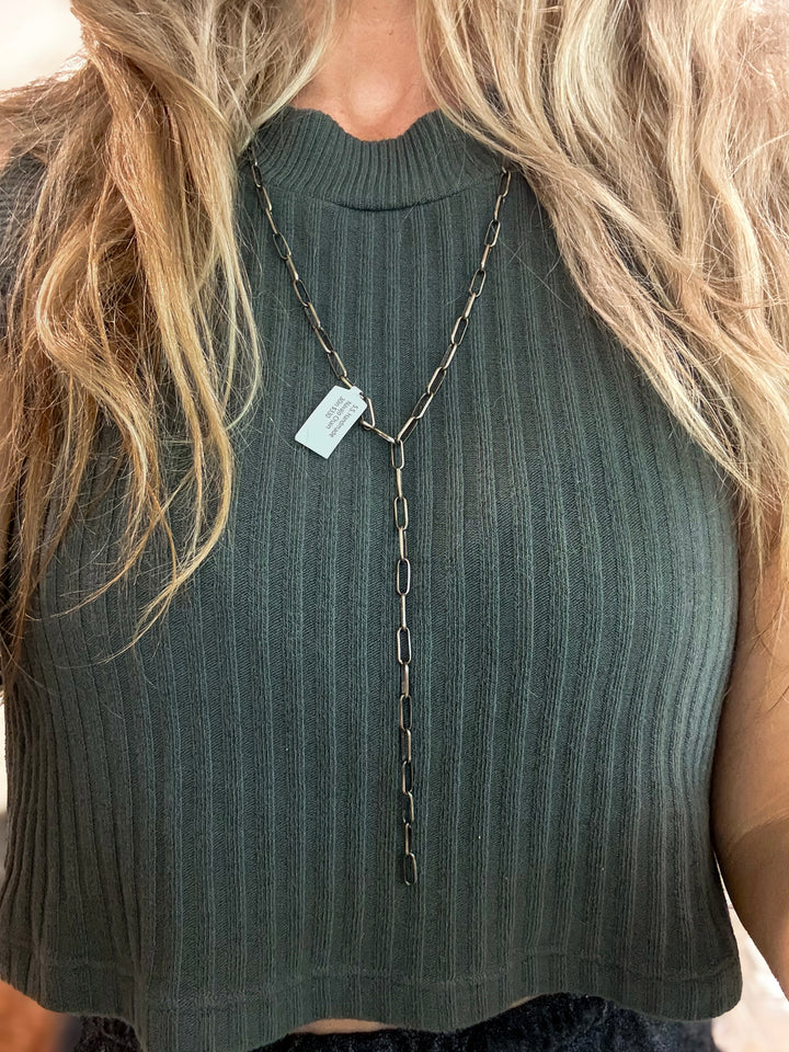 Navajo Sterling Silver Paperclip Chain Necklace – 30” Handmade by Lawrence Yazzie