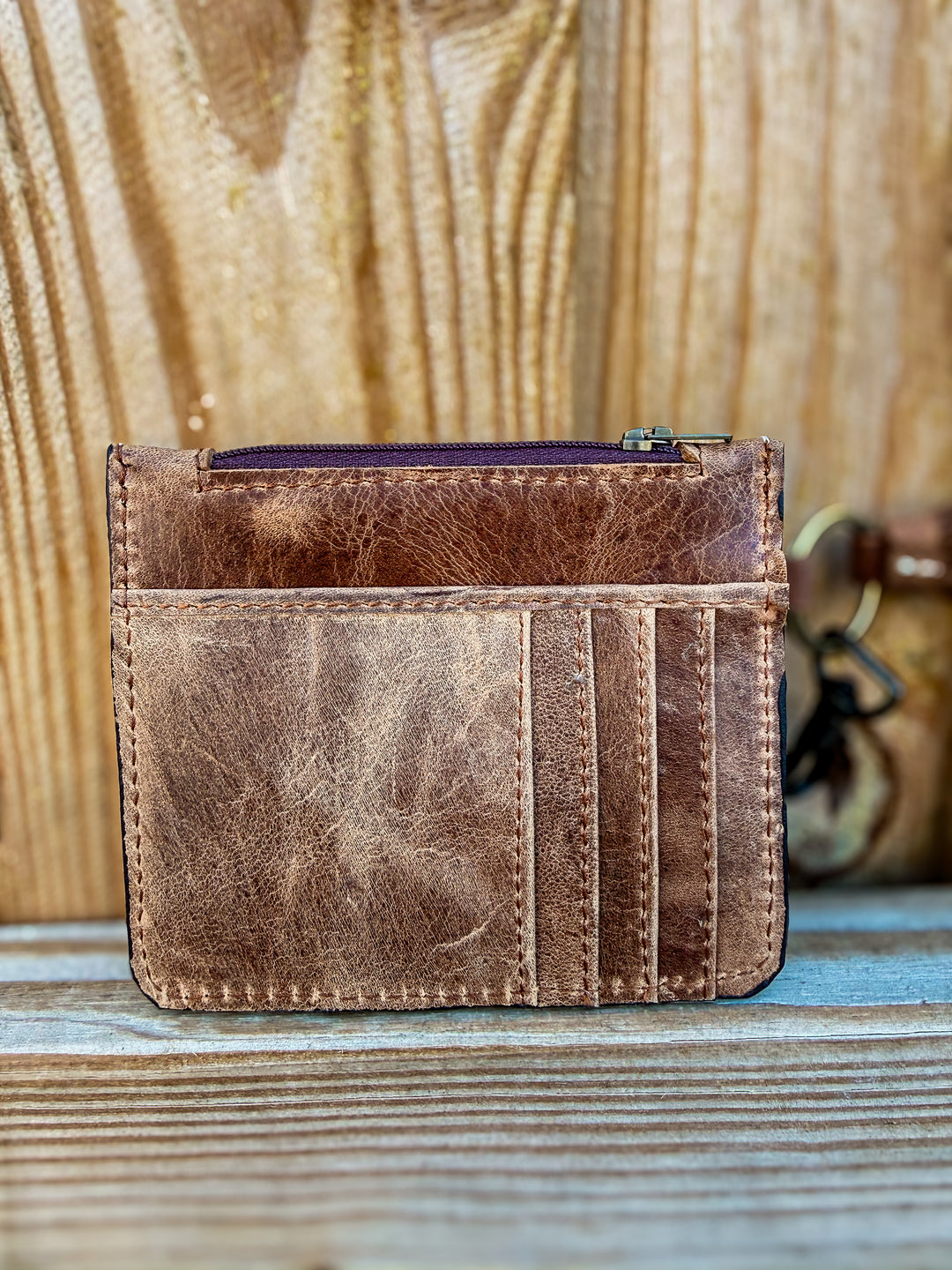The Hitchhiker | Western Leather Card Holder Keychain