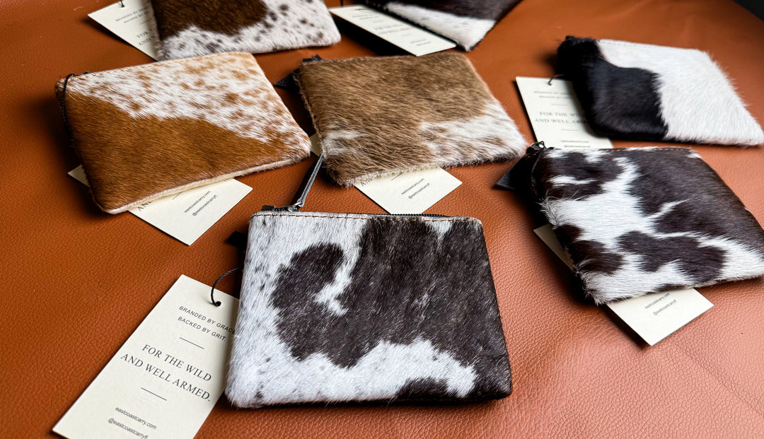 Genuine Cowhide Zipper Pouch | Hair-On Cowhide Coin Purse, Card Holder & Cash Wallet