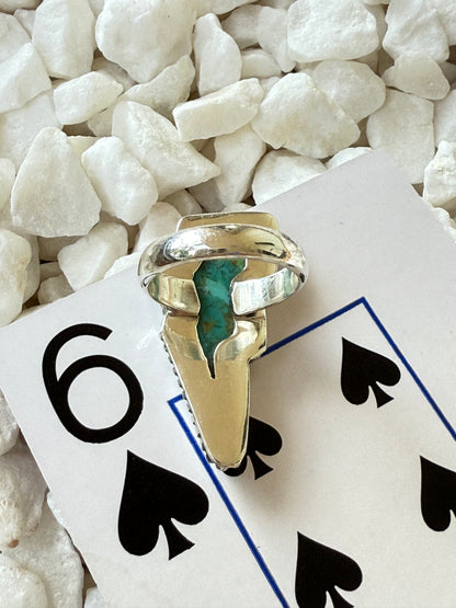 Thunderstruck - Sterling Turquoise Lightning Bolt Ring - Size 6