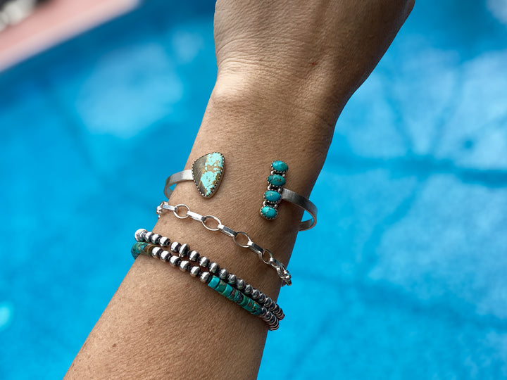 sterling silver cuff bracelet with royston kingman composite turquoise adjustable western bracelet