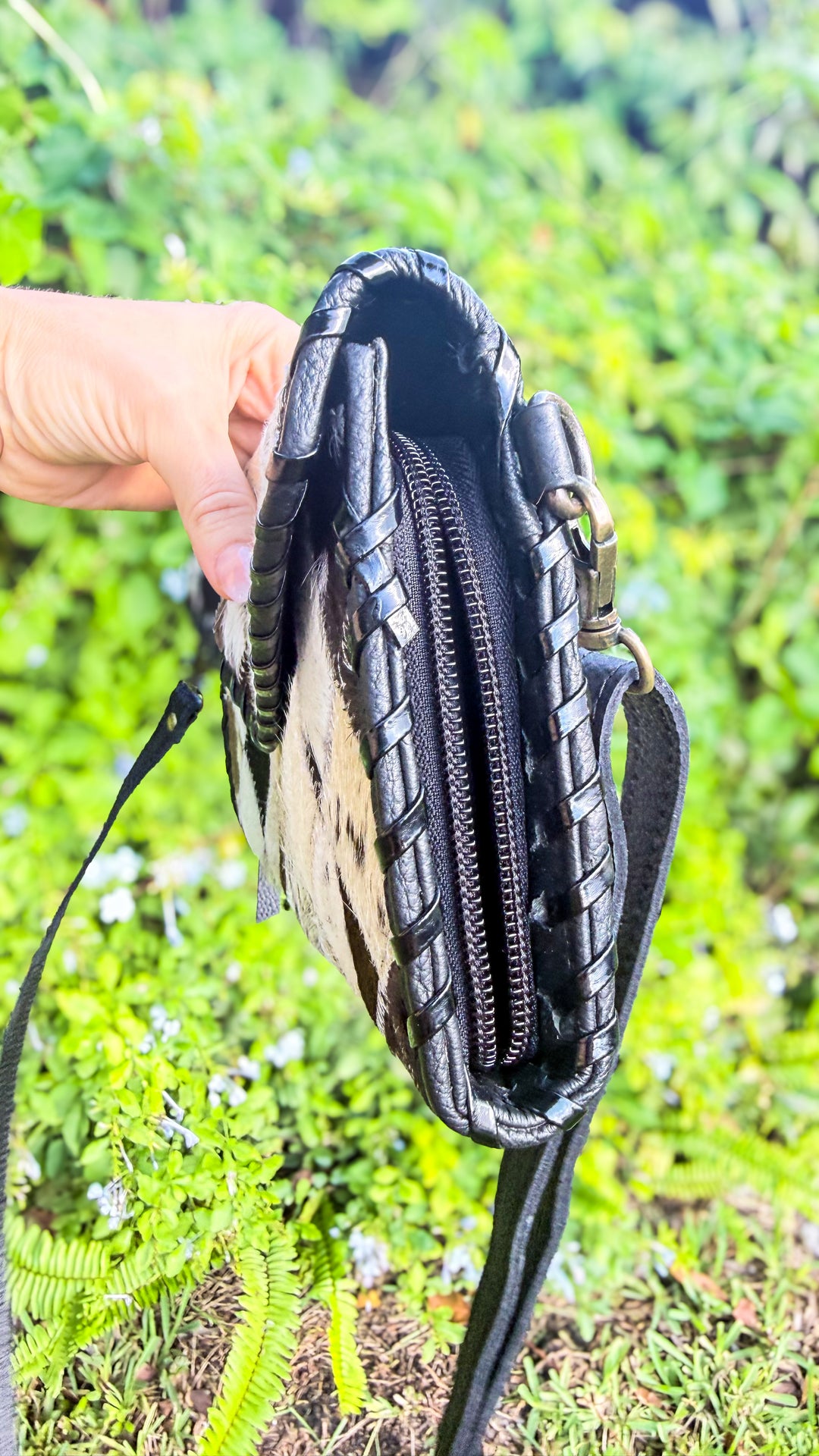 Check Her Out | Cowhide Patchwork Leather Clutch Crossbody & Wallet Organizer