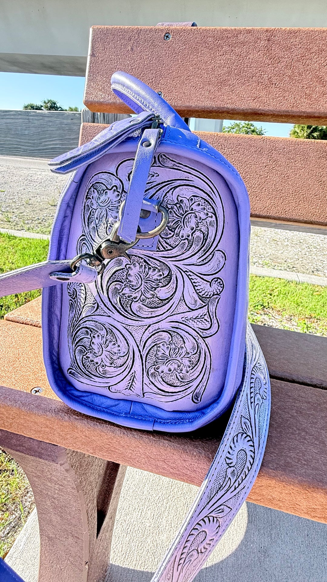 The Lavender Outlaw | Tooled Leather & Cowhide Concealed Carry Purse