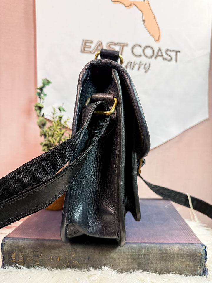 Midnight Rider | Sleek Black Leather & Black/White Cowhide Crossbody