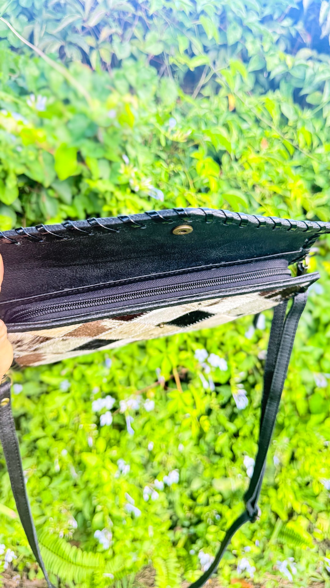 Check Her Out | Cowhide Patchwork Leather Clutch Crossbody & Wallet Organizer