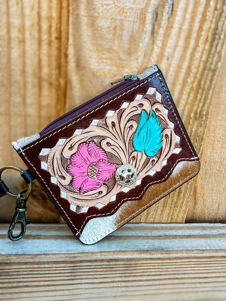 The Hitchhiker | Western Leather Card Holder Keychain
