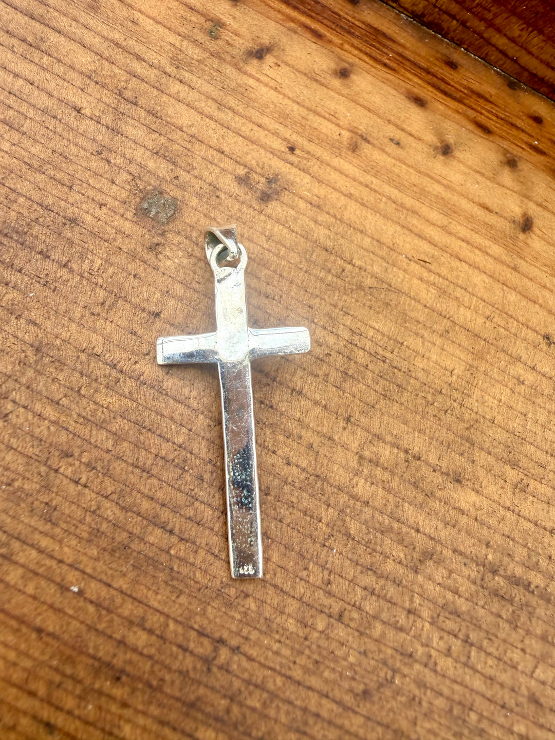 Southwestern Sterling Silver Cross Pendant – Kingman Turquoise Accent – 925 Stamped Western Necklace Charm