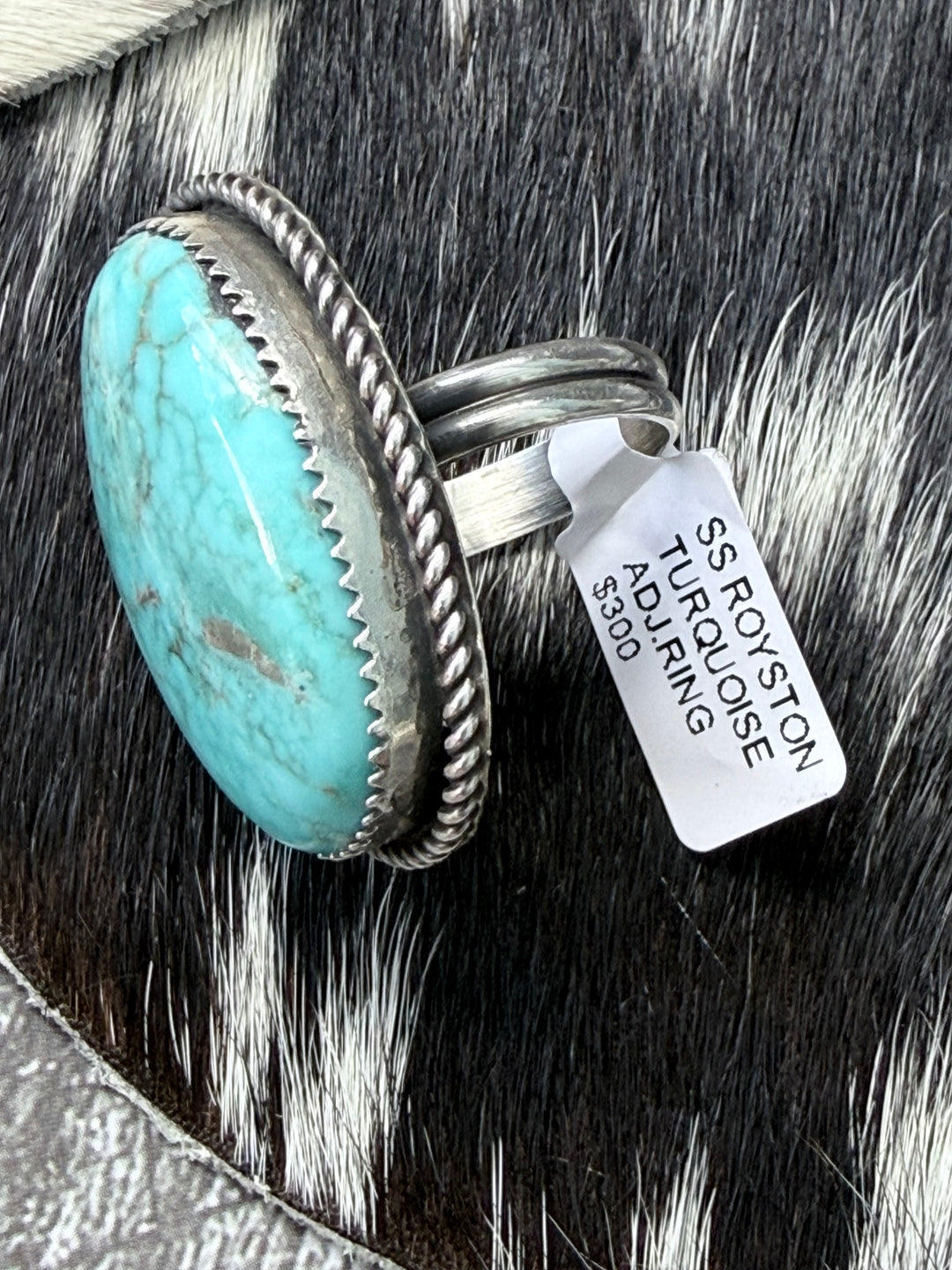 Tia Long Navajo Royston Turquoise Sterling Silver Statement Ring – Adjustable