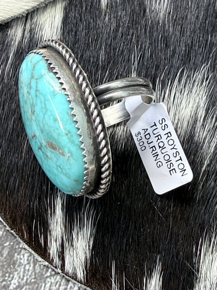 Tia Long Navajo Royston Turquoise Sterling Silver Statement Ring – Adjustable