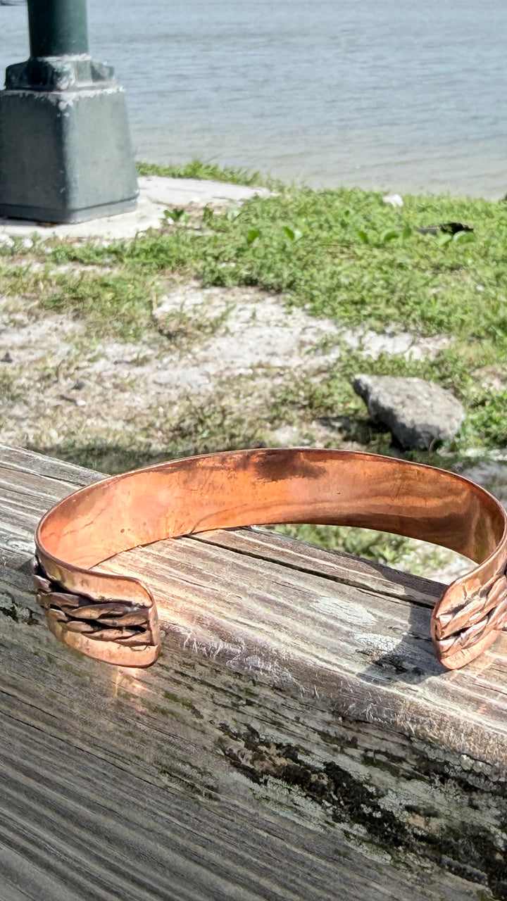 Handmade Solid Copper Braided Cuff Bracelet | Adjustable Western Jewelry