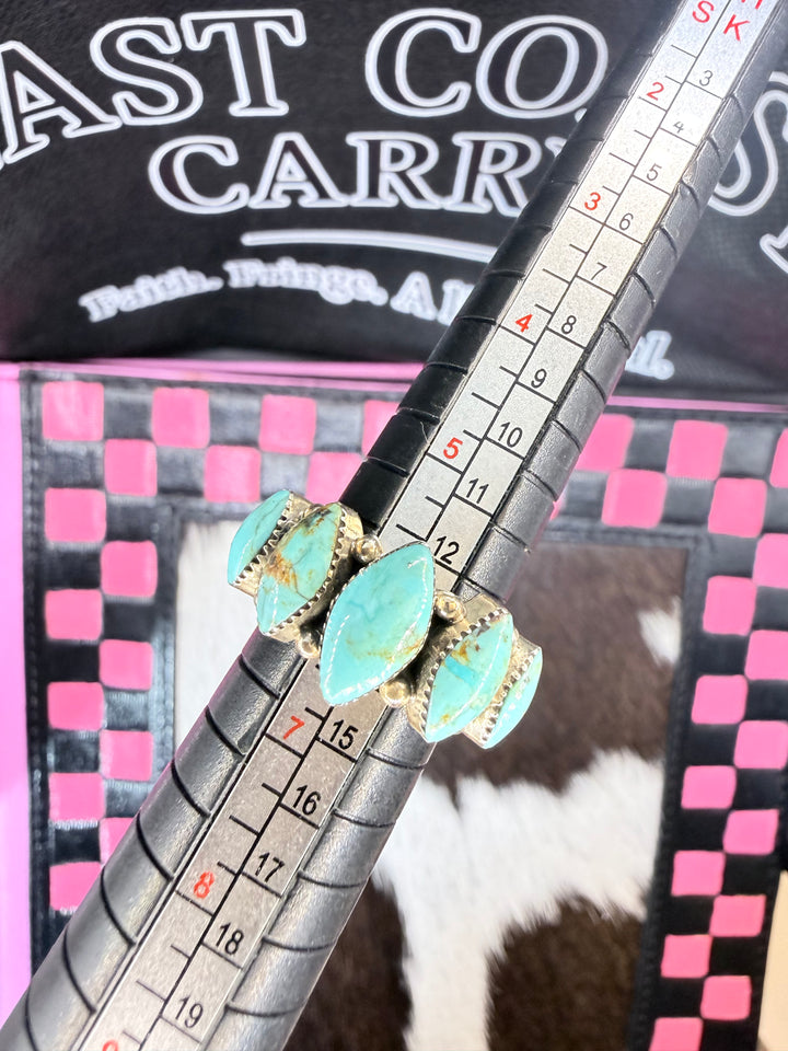 Navajo 5-Stone Turquoise Sterling Silver Ring – Size 6