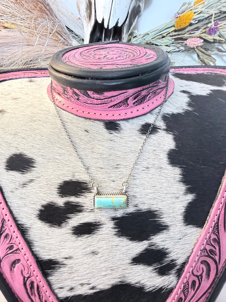 Navajo Handmade Kingman Bar Necklace by Johnny Dixon