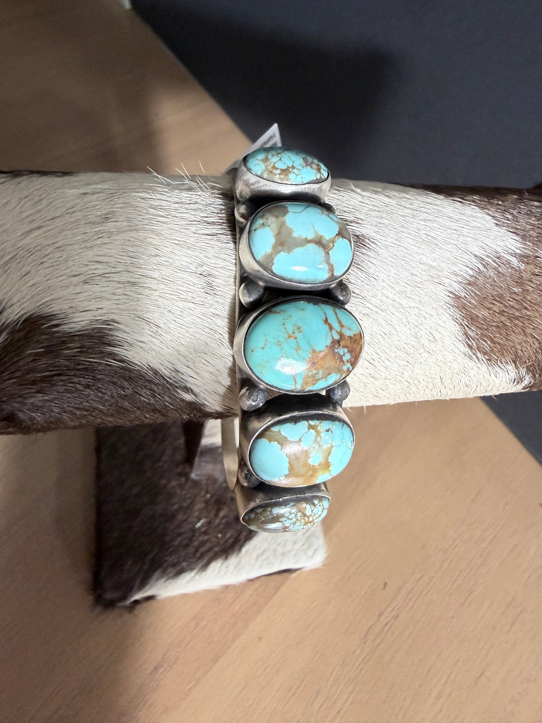Augustine Largo Mine #8 Turquoise Sterling Silver Cuff - Navajo Handmade