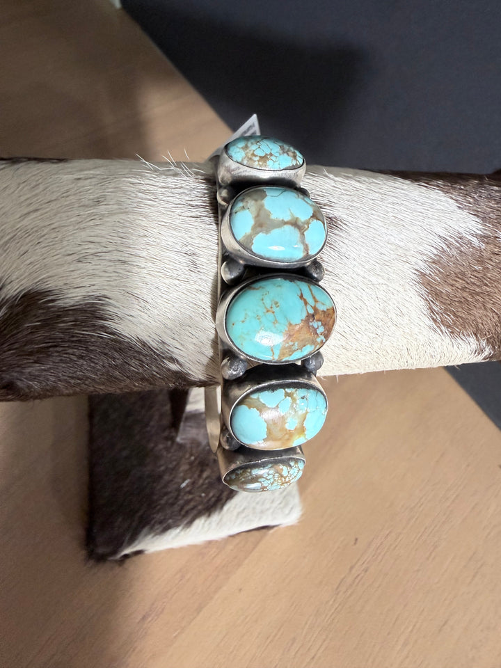 Augustine Largo Mine #8 Turquoise Sterling Silver Cuff - Navajo Handmade