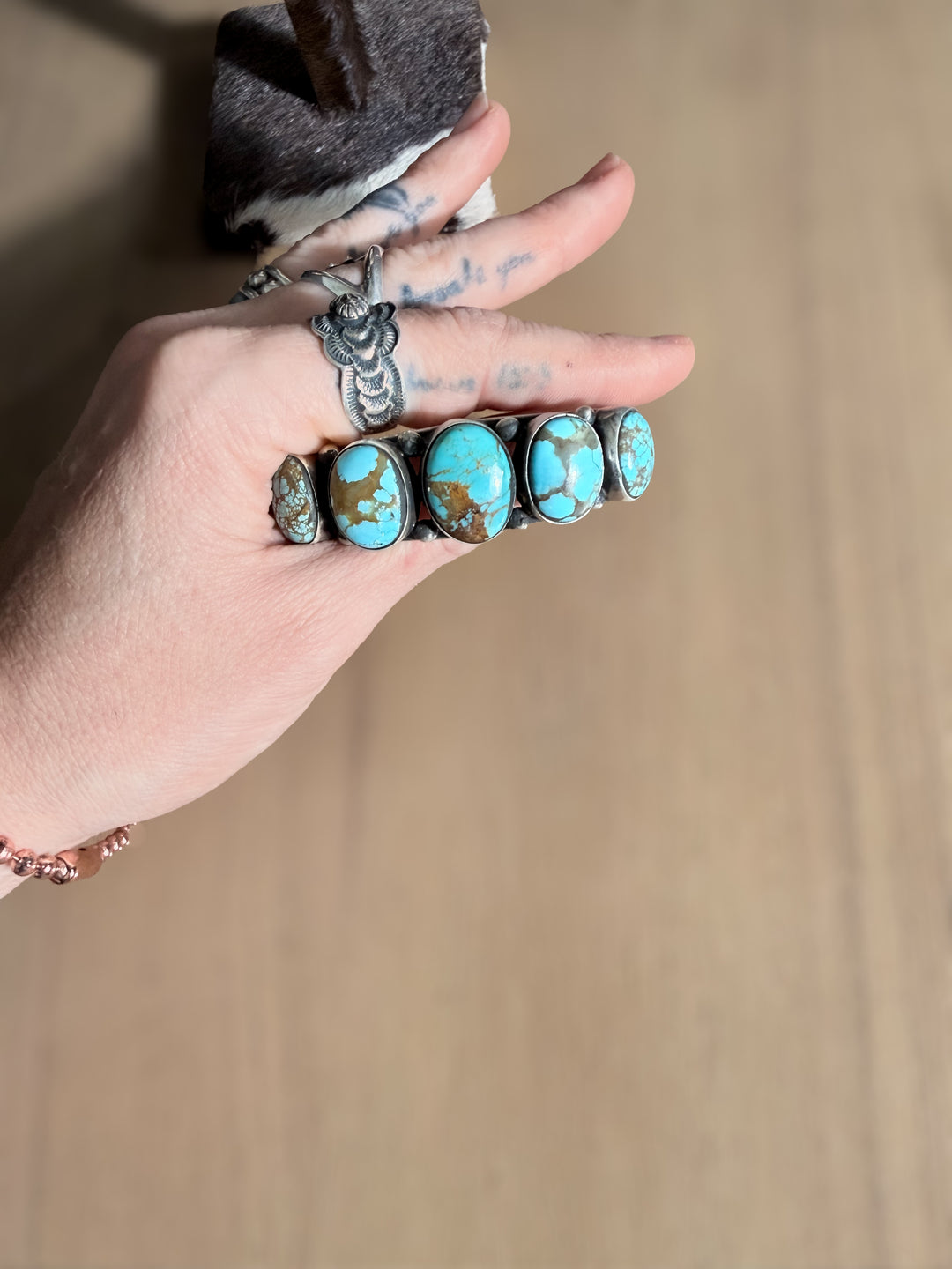 Augustine Largo Mine #8 Turquoise Sterling Silver Cuff - Navajo Handmade