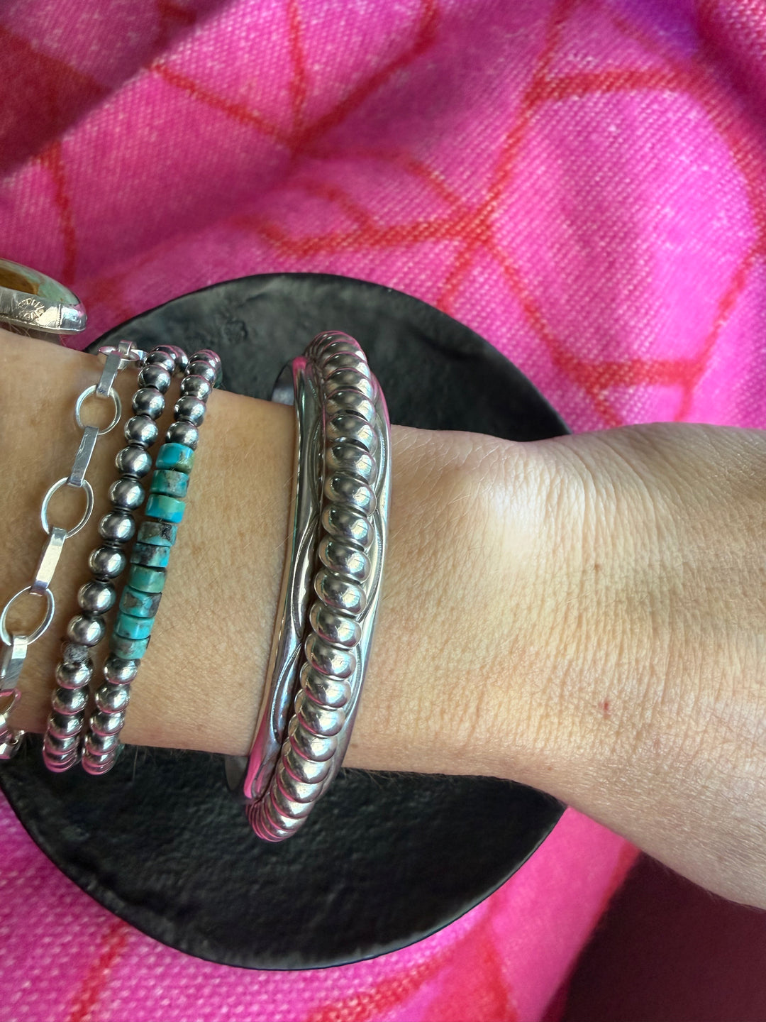 TAHE Navajo Sterling Silver Rope Cuff Bracelet