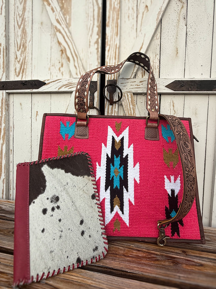 The Pink Pony Express Concealed Carry Work Tote – Full Grain Leather Western Laptop Bag