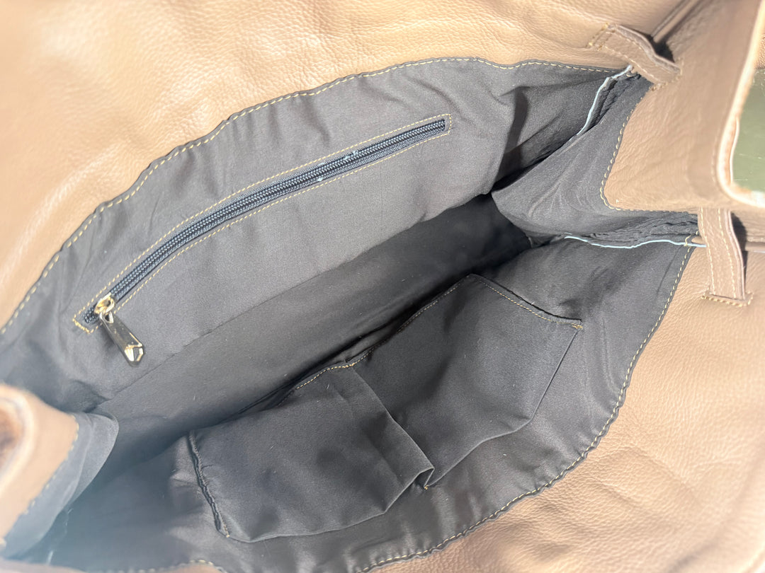 The Fancy Fur | Cowhide Leather Work & Travel Bag