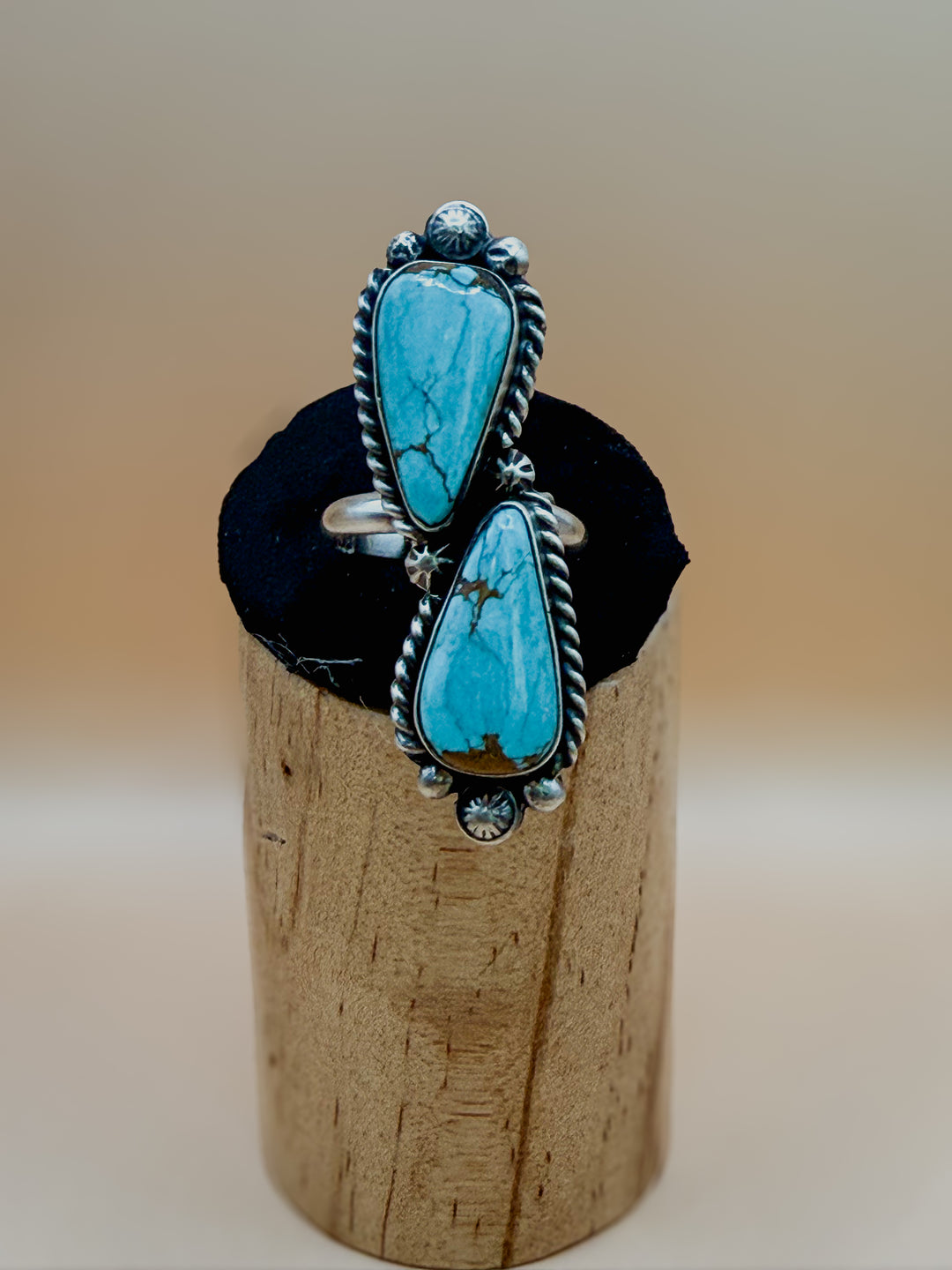 Navajo Handmade Mine #8 Turquoise Ring by Eugene Belone | Sterling Silver Adjustable Statement Ring