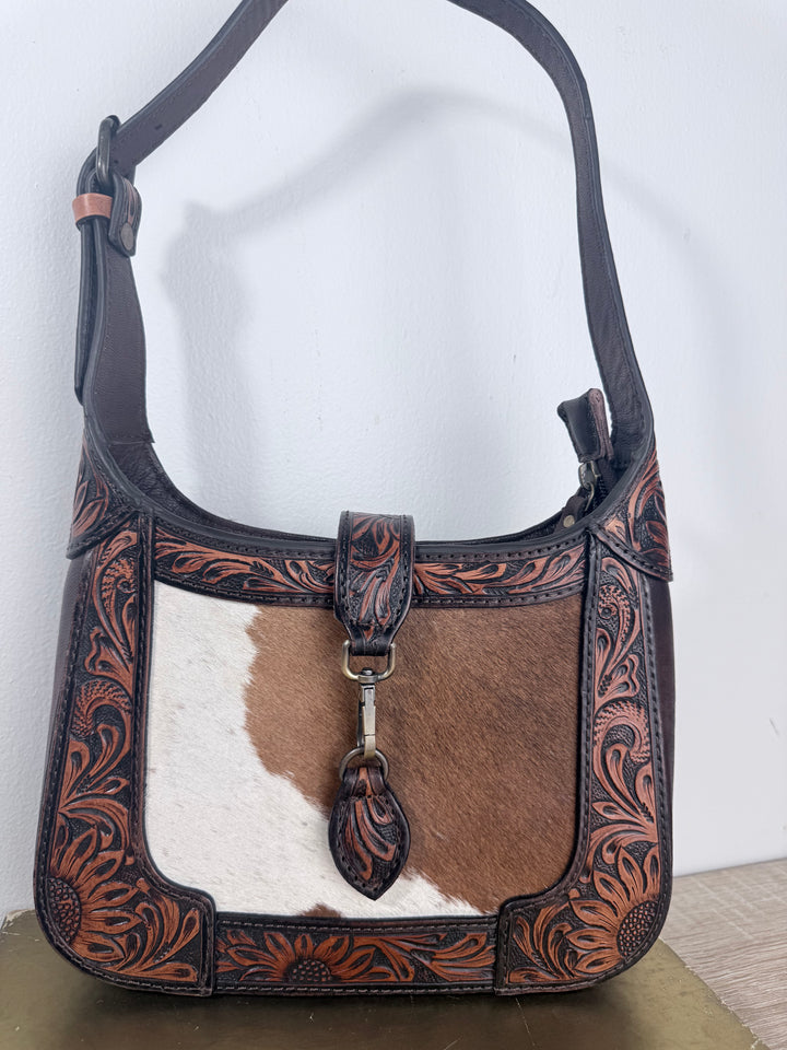 The Sunday Best | Tooled Leather & Cowhide Shoulder Bag