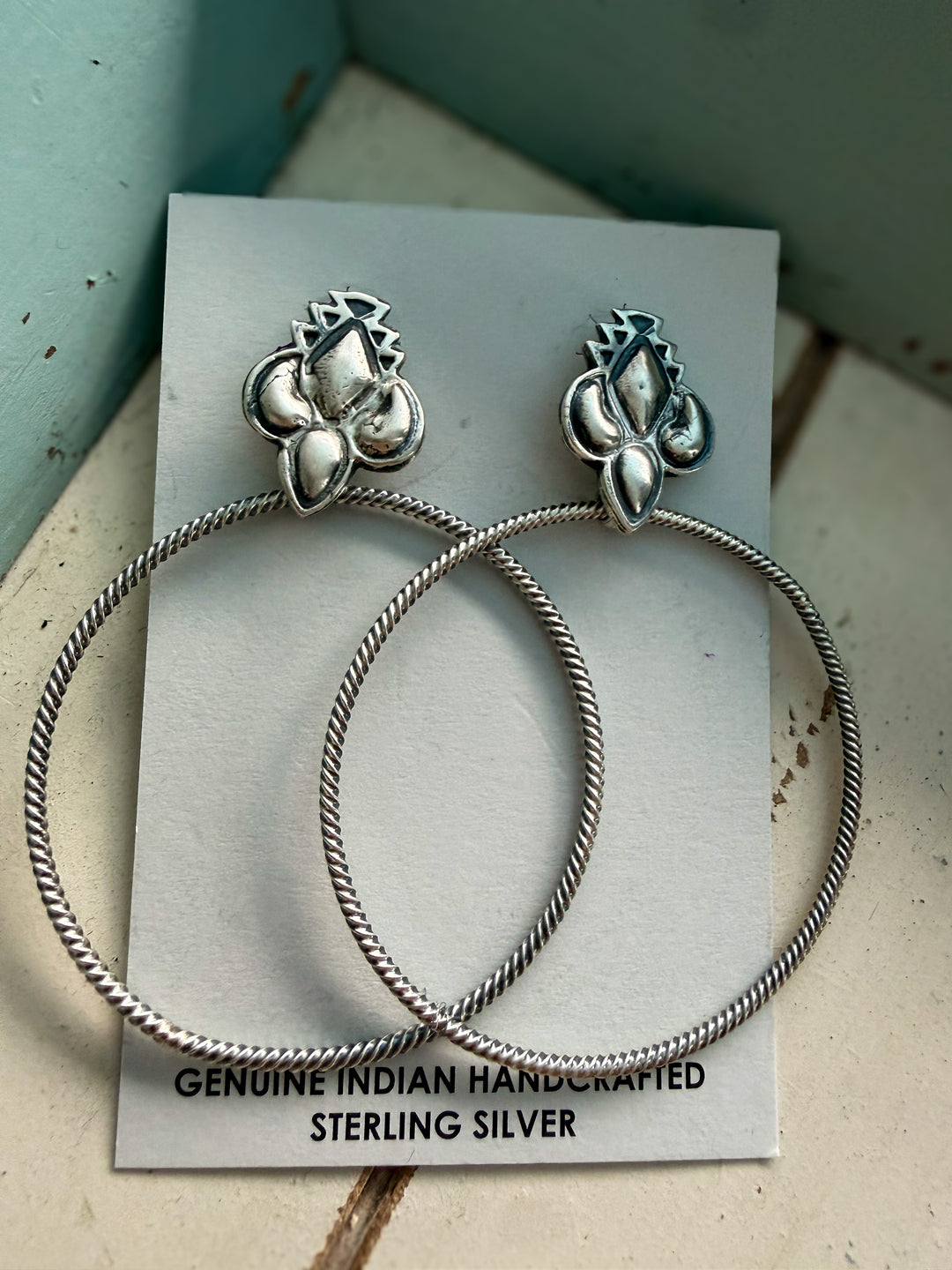 Verley Betone Navajo Sterling Silver Hoop Earrings