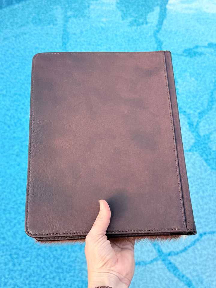 Wildflower Cowhide Padfolio | Tooled Leather Portfolio Organizer