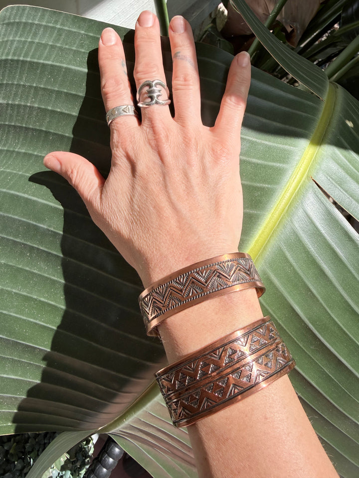 Tristan James Navajo Handmade Pure Copper Stamped Cuffs