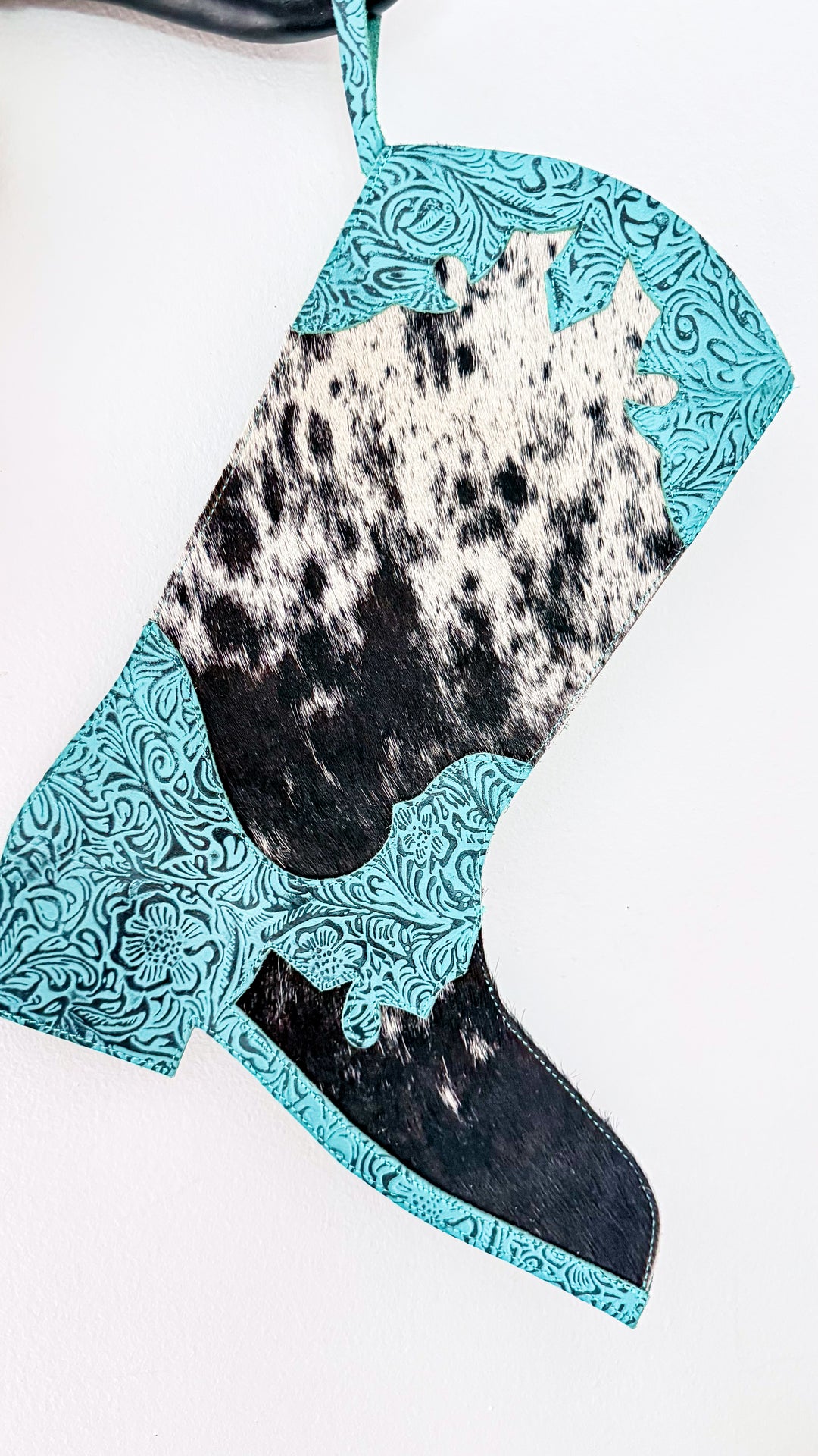Turquoise Traditions | Cowhide & Leather Western Christmas Stockings – Set of 2