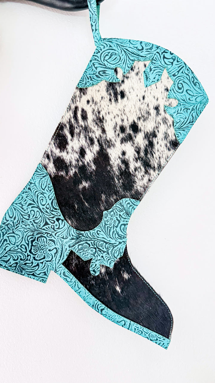 Turquoise Traditions | Cowhide & Leather Western Christmas Stockings – Set of 2