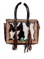 Get to Work bag: Cowboy brown Concealed Carry Leather and Cowhide braided fringe tote