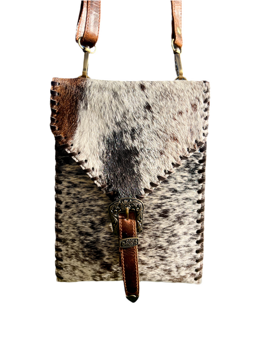 The Buckle Bag - Cowhide & Buckle Snap Crossbody / Lightweight Small Carry Purse