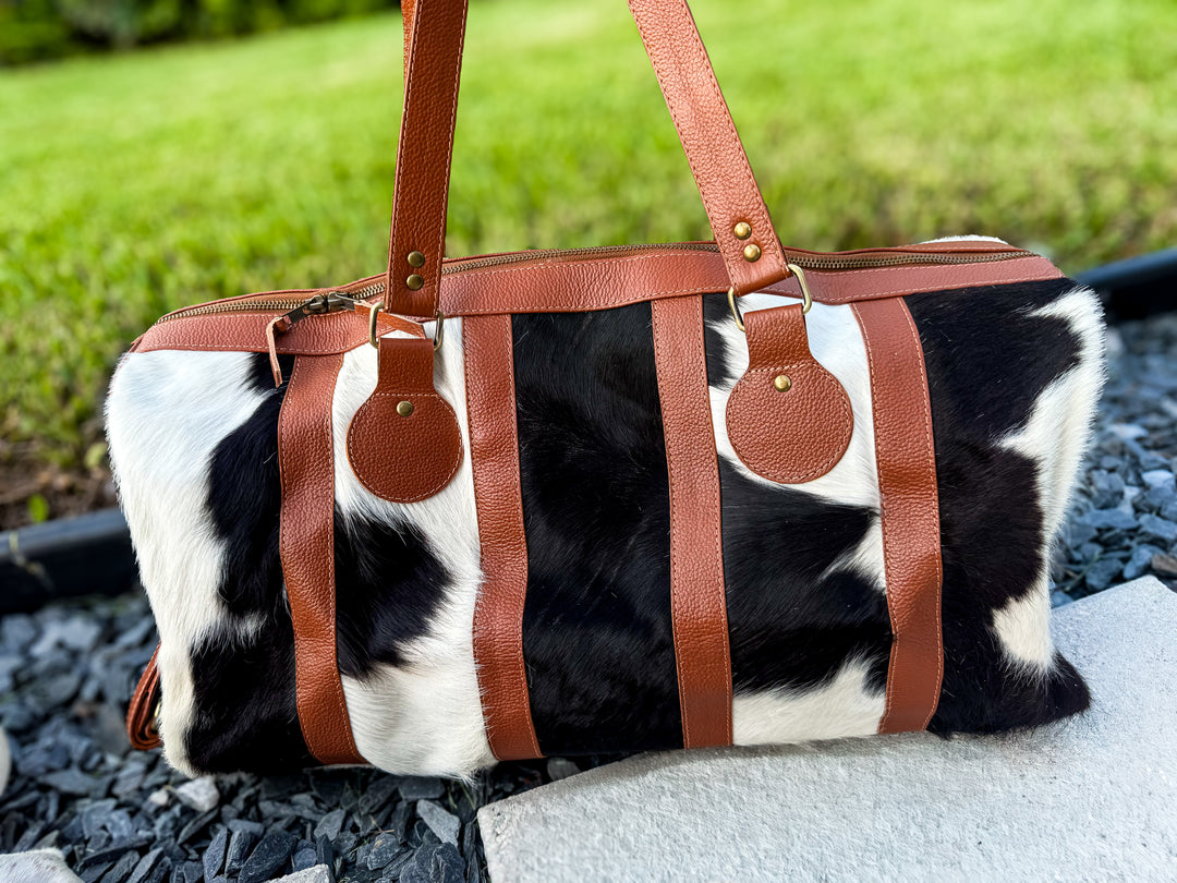 The Quick Stop | Cowhide & Leather Duffle Bag