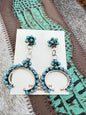 Zuni handmade snake eye Turquoise & Sterling Silver large Naja Dangle Earrings by Joann Cheama