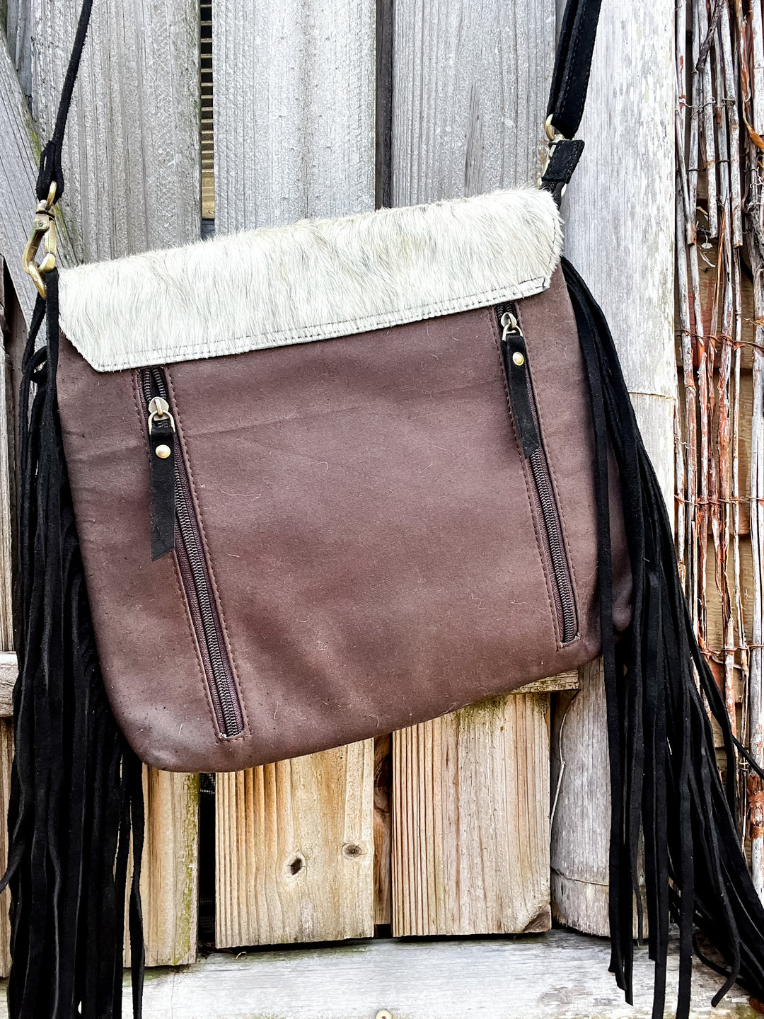 Saddle Up | Saddle Blanket Aztec Pattern and Cowhide Concealed Carry Purse with Fringe