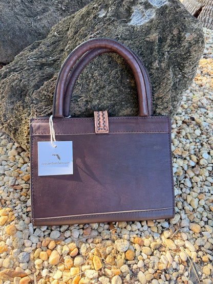 Tooled leather and Cowhide MAMA Book / standard size Bible cover with Turquoise Handle