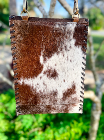 Cowhide buckle crossbody / carry bag