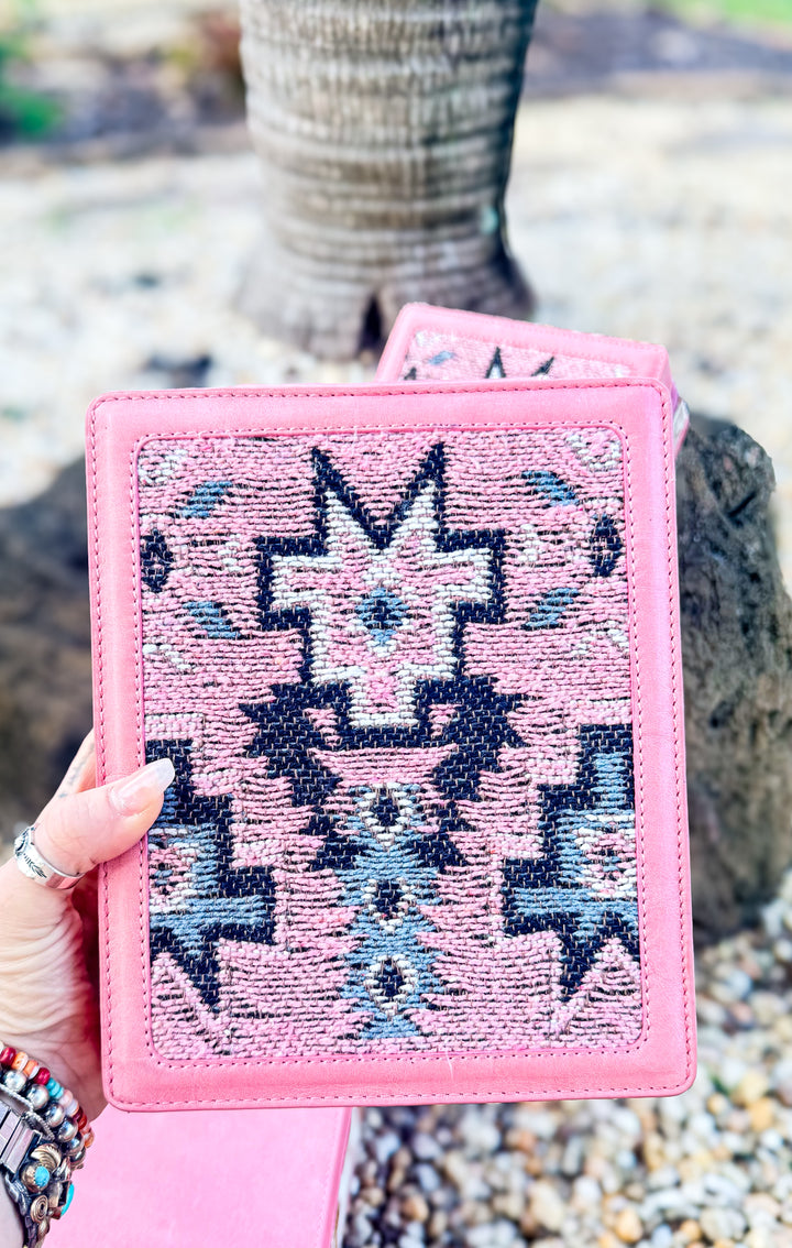 Pink Leather Tan Cowhide Southwestern Rug Design Jewelry Box