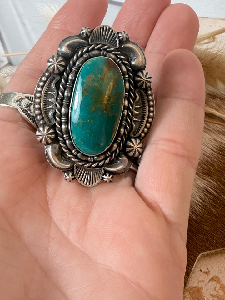 Dustin Francisco Navajo Royston Turquoise Sterling Silver Statement Ring | Adjustable