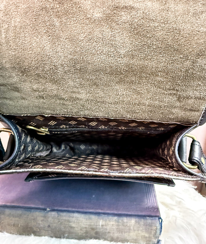 Midnight Rider | Sleek Black Leather & Black/White Cowhide Crossbody