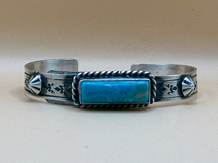 Rick Enriquez Navajo Kingman Turquoise Sterling Silver Cuff Bracelet