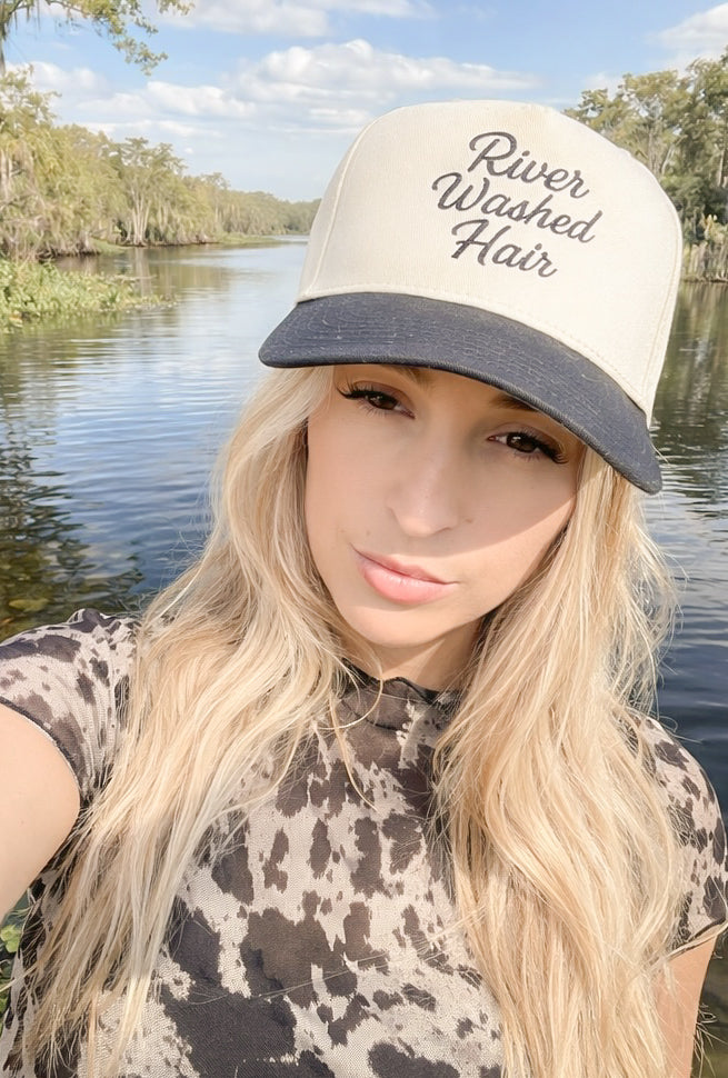 River Washed Hair 5 panel cap