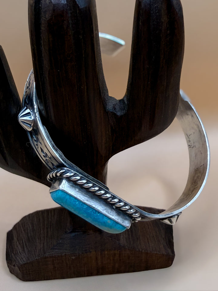 Rick Enriquez Navajo Kingman Turquoise Sterling Silver Cuff Bracelet