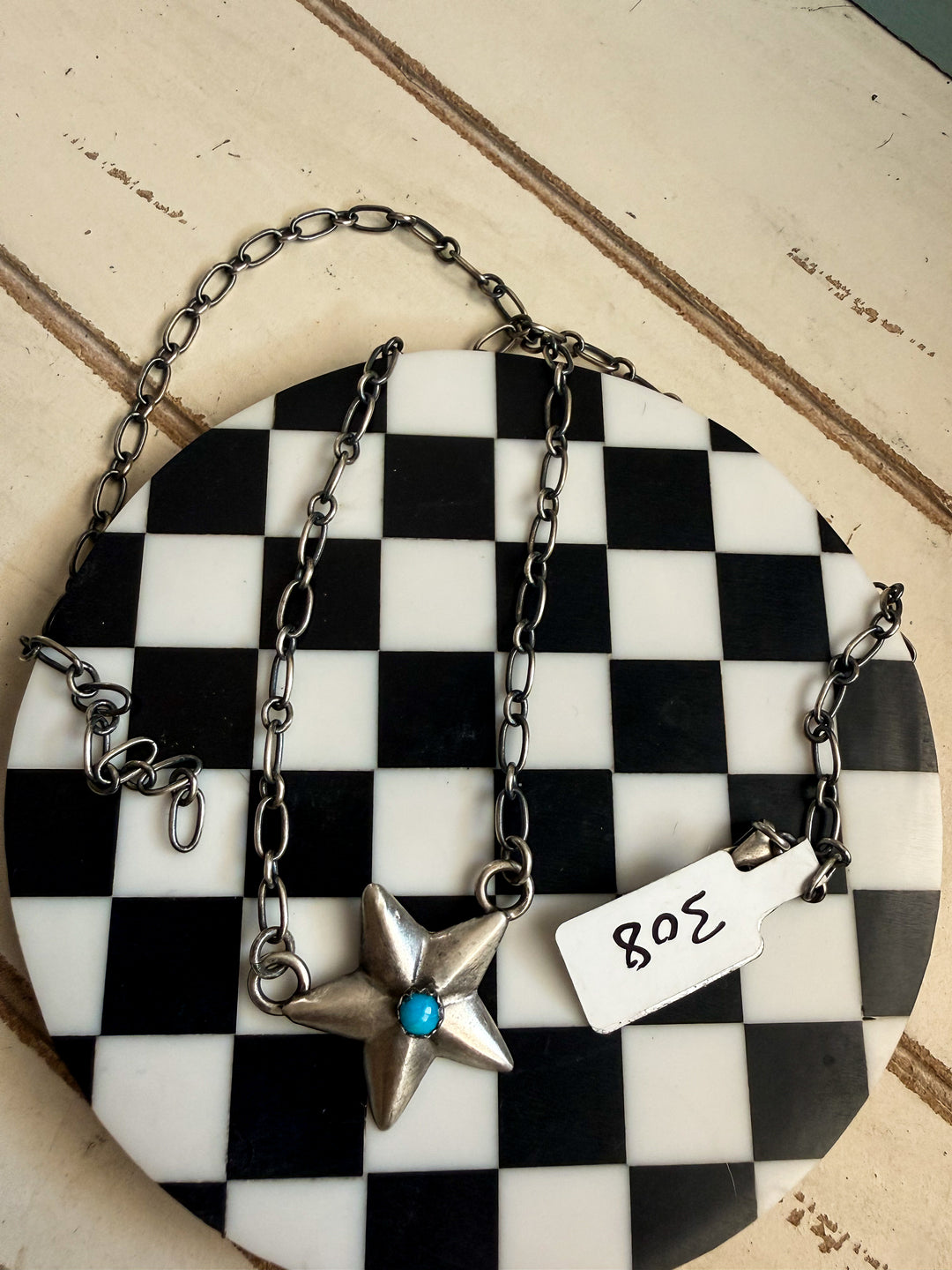 Leroy James Navajo Star Necklace | Kingman Turquoise Sterling Silver