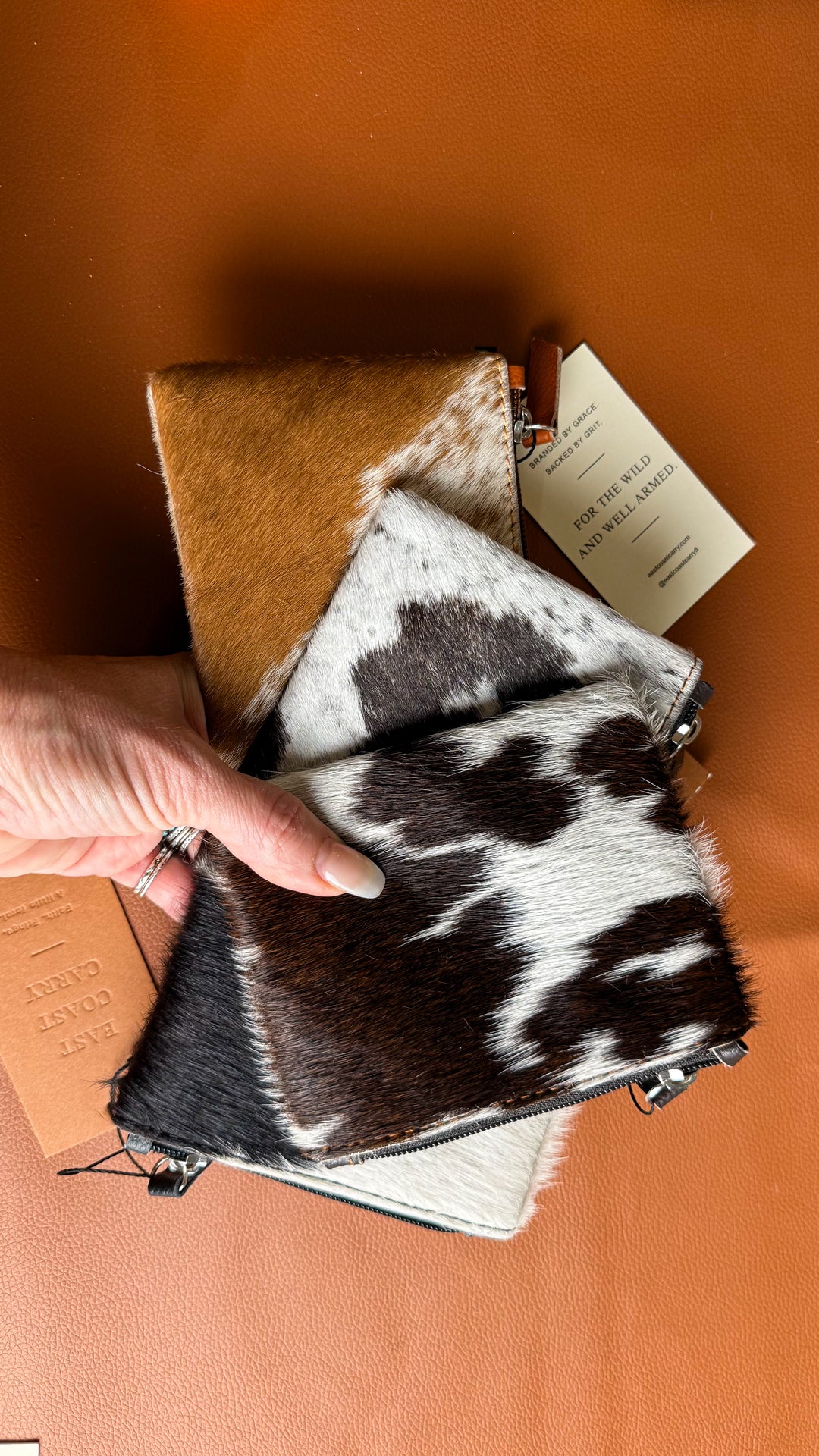 Genuine Cowhide Zipper Pouch | Hair-On Cowhide Coin Purse, Card Holder & Cash Wallet
