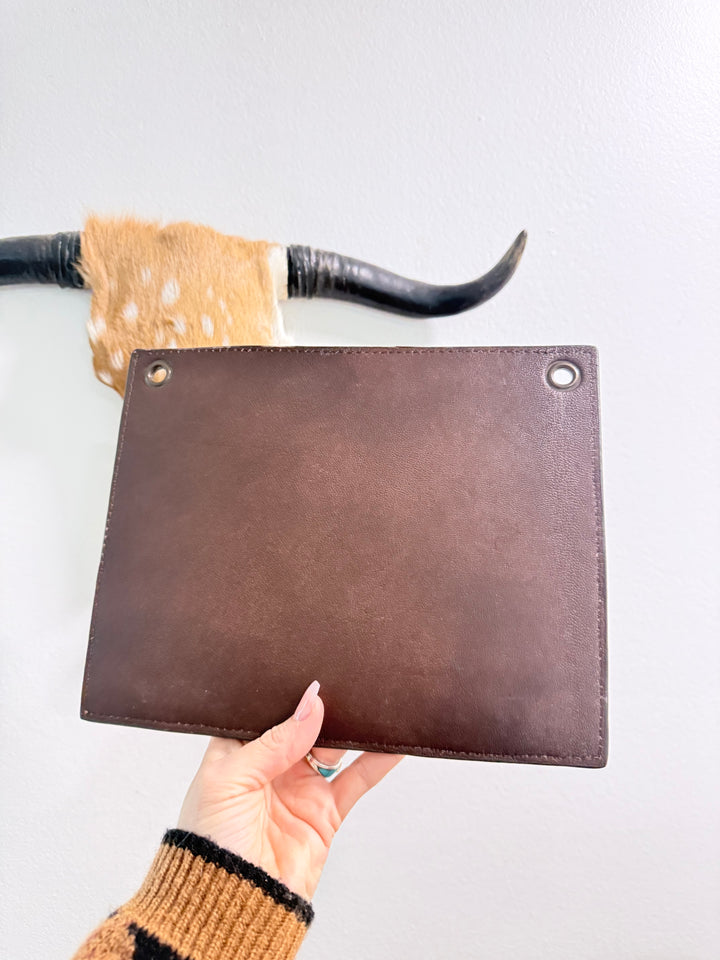 Cowhide & Tooled Leather Wall Organizer | Key Holder + Mail Pocket