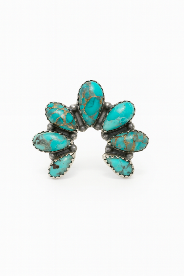 Southwestern Squash : Sterling Silver & Mojave Turquoise Ring size 8