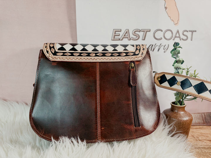 Speed Check No. 7 | Hand-Tooled Checkerboard Crossbody Chic Concealed Carry Purse