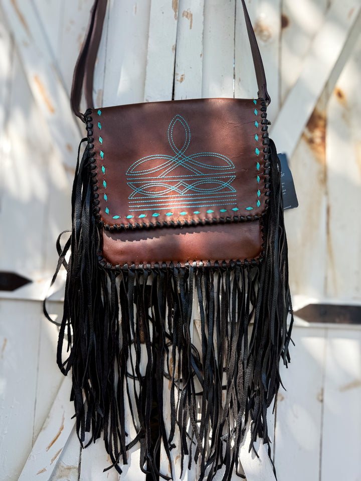Cognac Bootstitch Saddle Crossbody