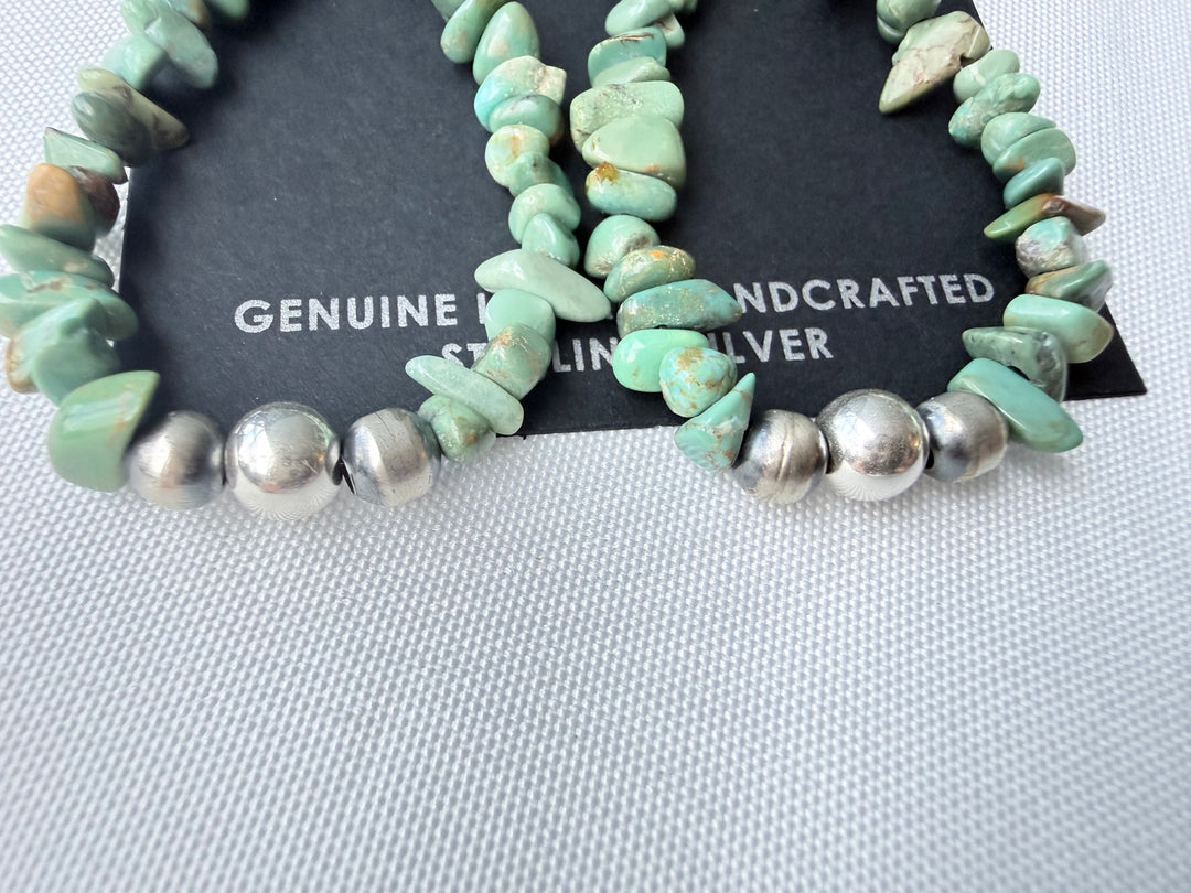 Louise Joe Navajo Turquoise Chip Dangle Earrings | Sterling Silver