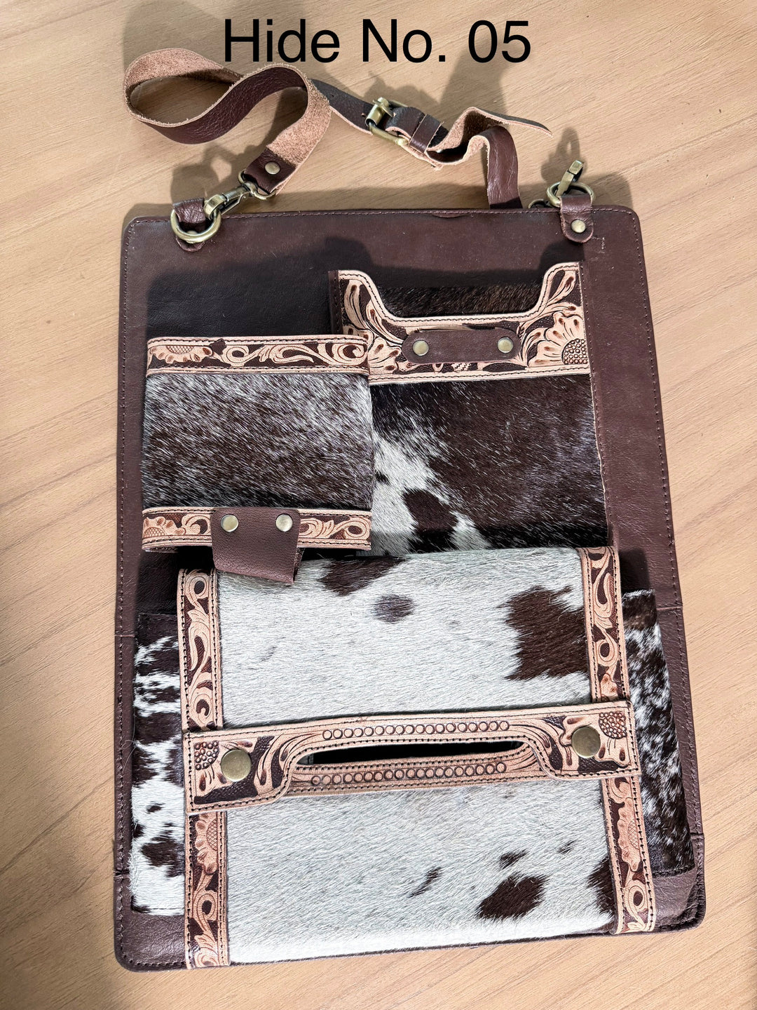 The Backroad Organizer | Cowhide & Leather Car Seat Organizer
